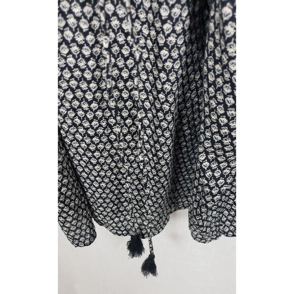 Old Navy Dress Womens 3X Black White Boho Floral Print Long Sleeve Tassel Pocket - Picture 5 of 8